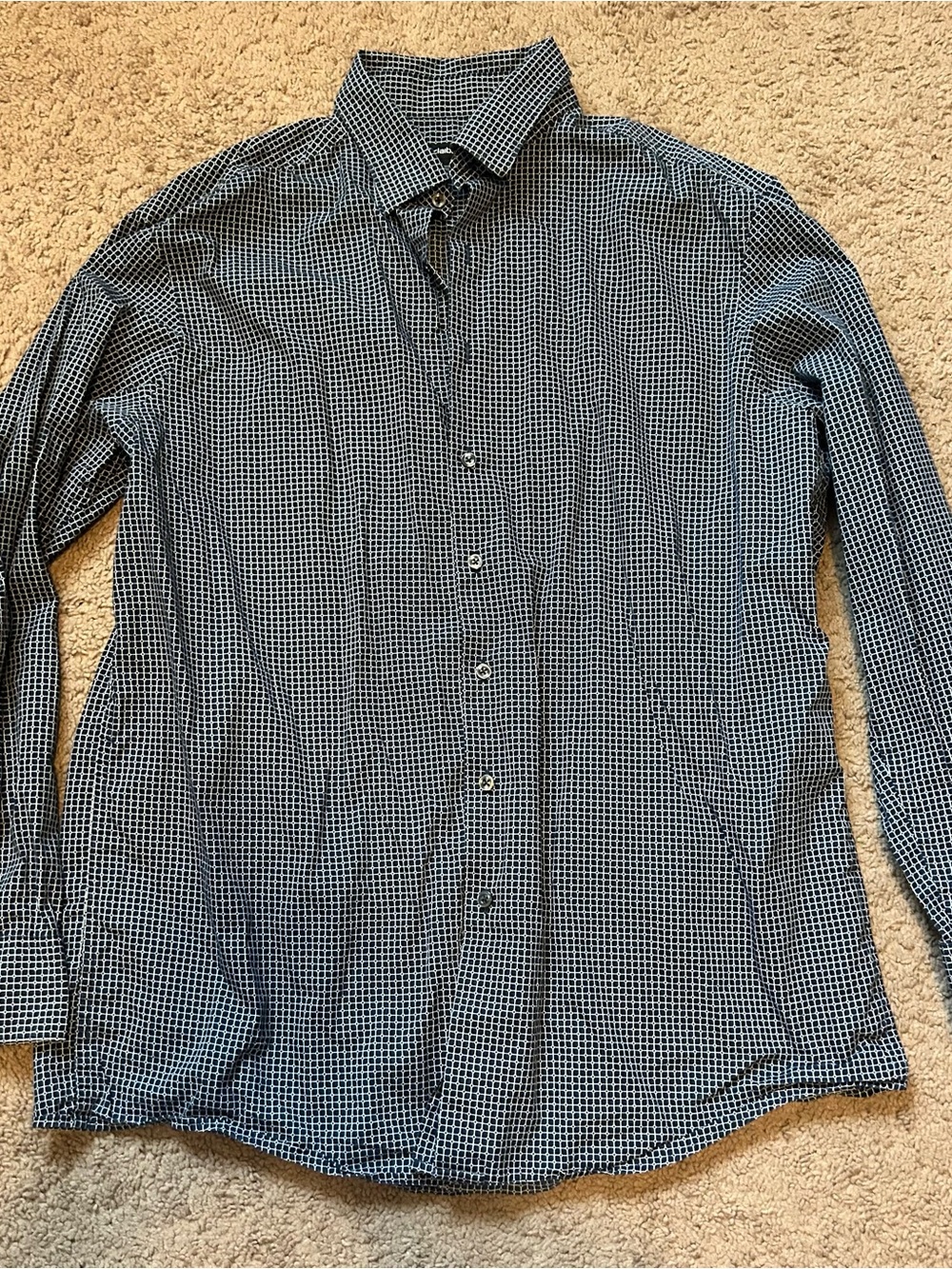 Clairborne Men's Black & White Check Pattern Long-Sleeve Button-Up Shirt LT